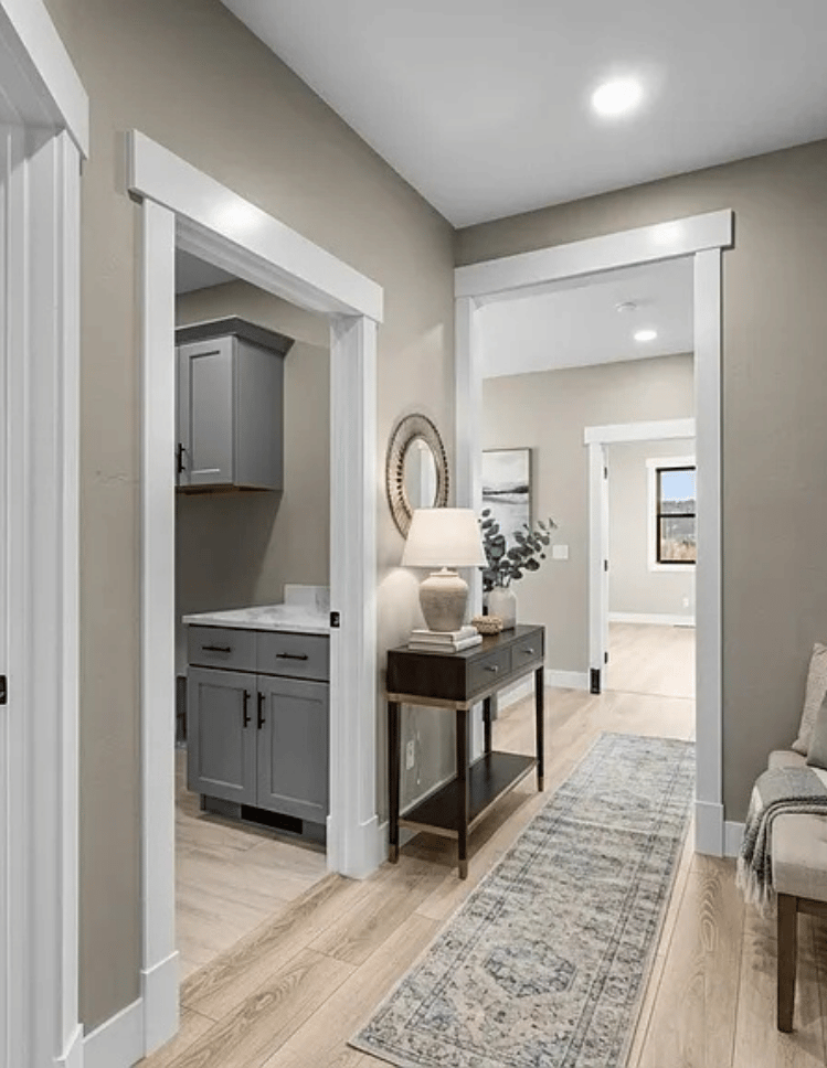 casual living space with natural-toned hardwood floors. 